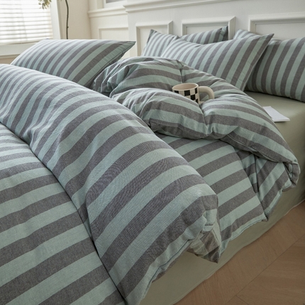 91家纺网 家纺一手货源 找家纺 （总）莱登卡奴 2024新款全棉色织水洗棉四件套