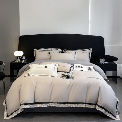 91家纺网 家纺一手货源 找家纺 （总）眷恋家纺 2024新款全棉数码拼接刺绣四件套