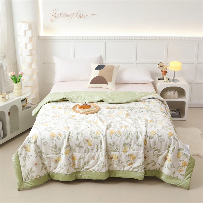 91家纺网 家纺一手货源 找家纺 瑜珠 2025新款双面全棉印花夏被夏凉被空调被子 丹果飘香