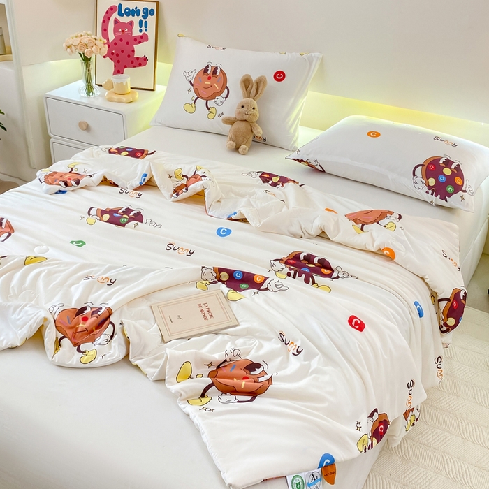 91家纺网 家纺一手货源 找家纺 柏薇 2024新款针织棉夏被 曲奇饼干