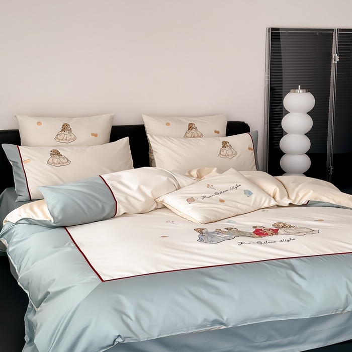 91家纺网 家纺一手货源 找家纺 （总）星野 2024新款棉精致刺绣贴布绣四件套-梦幻仙境