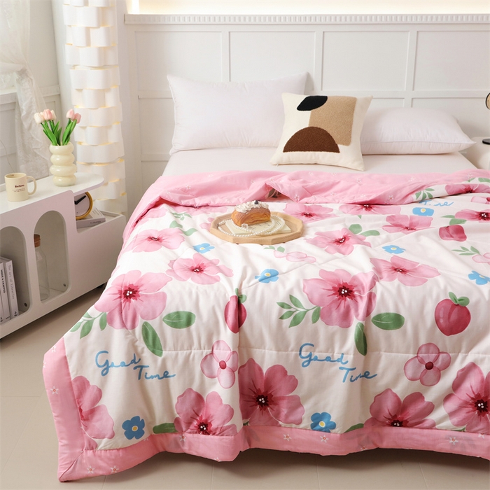 91家纺网 家纺一手货源 找家纺 瑜珠 2025新款双面全棉印花夏被夏凉被空调被子 花语之都