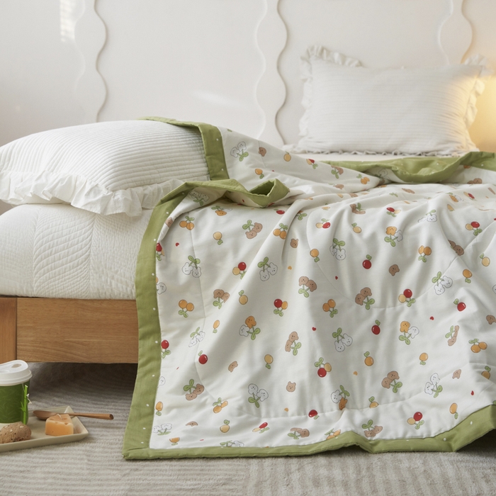 91家纺网 家纺一手货源 找家纺 维洋家纺 2025新款全棉印花棉花夏凉被 限定美好