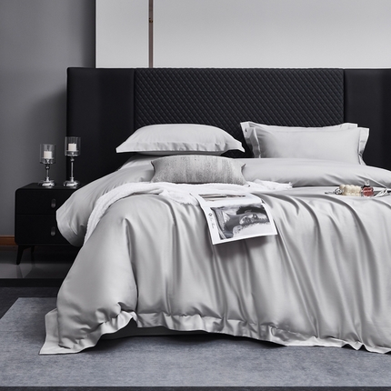 91家纺网 家纺一手货源 找家纺 利欧 2025新款100支全棉单被套 浅银灰