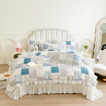 宜凡家纺 2024新款全棉印花雪纺夹棉系列床盖四件套 布依卡