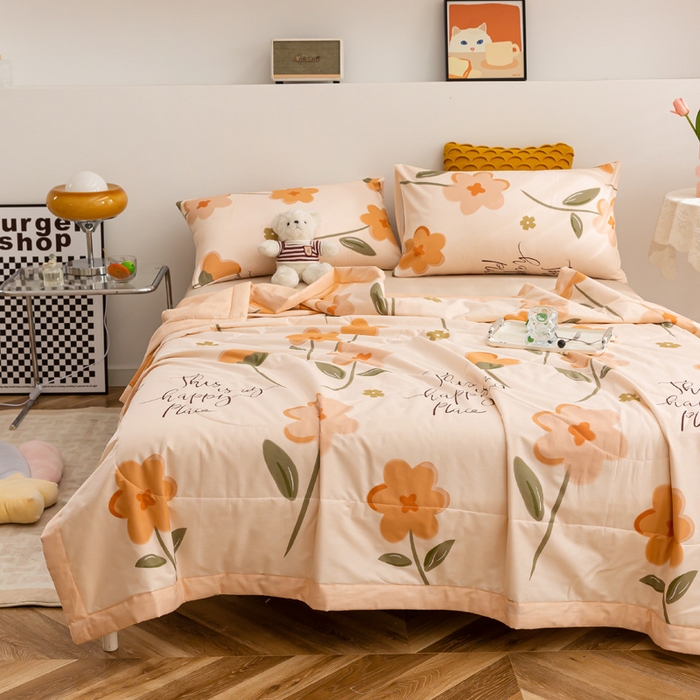 91家纺网 家纺一手货源 找家纺 瑜珠 2025新款双面全棉印花夏被夏凉被空调被子 春日暖阳