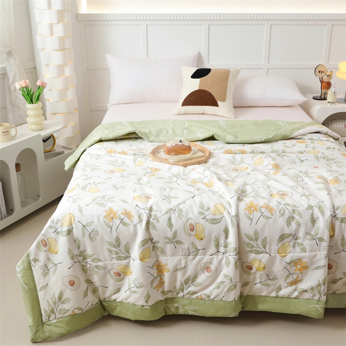 91家纺网 家纺一手货源 找家纺 瑜珠 2025新款双面全棉印花夏被夏凉被空调被子 丹果飘香