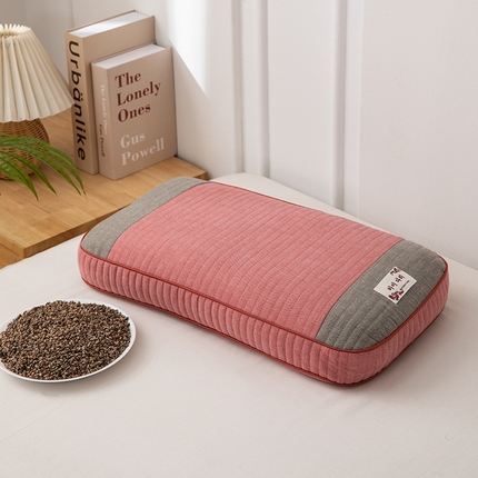 91家纺网 家纺一手货源 找家纺 （总）织布人 2024新款荞麦枕全棉韩式砂洗面包枕全荞麦壳护颈椎枕头+枕芯