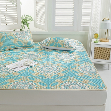 91家纺网 家纺一手货源 找家纺 美丽折家纺 2025新款凉感丝乳胶凉席款 帕蓬夜色