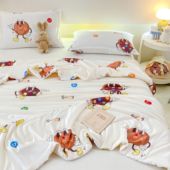 91家纺网 家纺一手货源 找家纺 柏薇 2024新款针织棉夏被 曲奇饼干