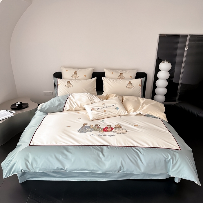 91家纺网 家纺一手货源 找家纺 （总）星野 2024新款棉精致刺绣贴布绣四件套-梦幻仙境