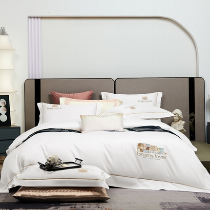 91家纺网 家纺一手货源 找家纺 （总） 2024春夏新品60s支贡缎长绒棉刺绣花四件套纯棉全棉100%纯色简约轻奢