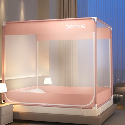 91家纺网 家纺一手货源 找家纺 （总）鸿和蚊帐 2025新款印花U门外穿杆坐床拉链蚊帐