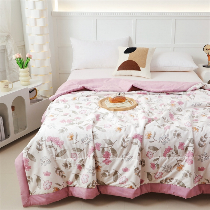 91家纺网 家纺一手货源 找家纺 瑜珠 2025新款双面全棉印花夏被夏凉被空调被子 巴黎春天