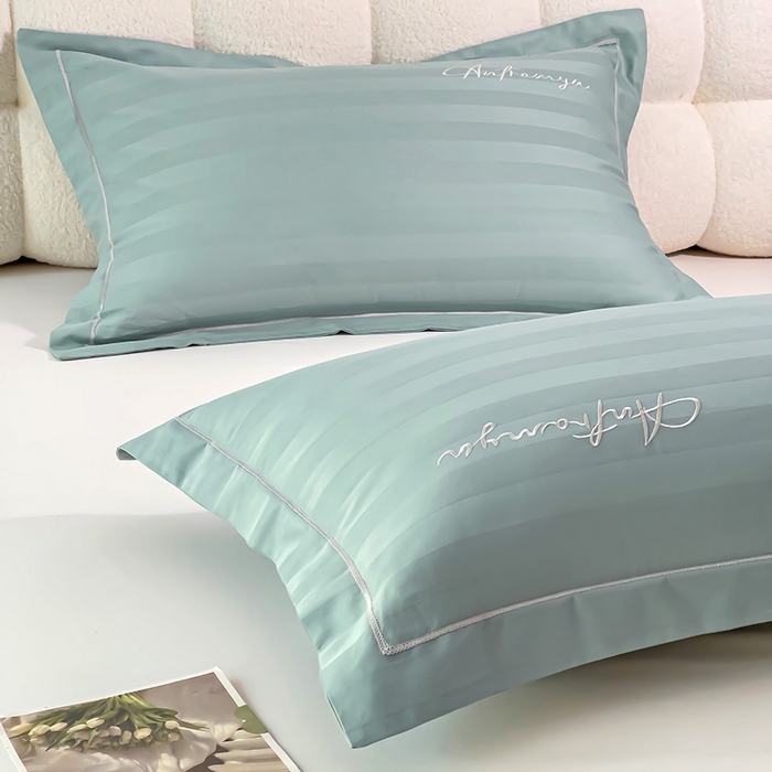 91家纺网 家纺一手货源 找家纺 品乐家纺 2024新款60支长绒棉龙纹系列枕套 龙纹青