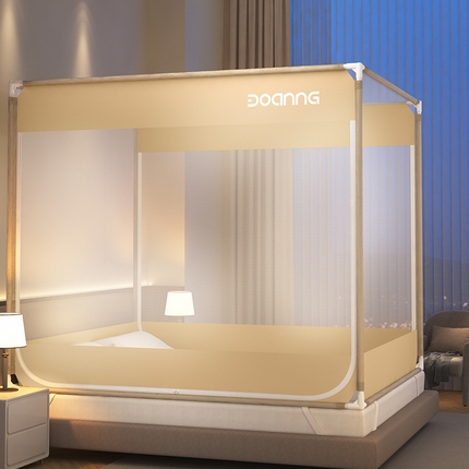 91家纺网 家纺一手货源 找家纺 （总）鸿和蚊帐 2025新款印花U门外穿杆坐床拉链蚊帐