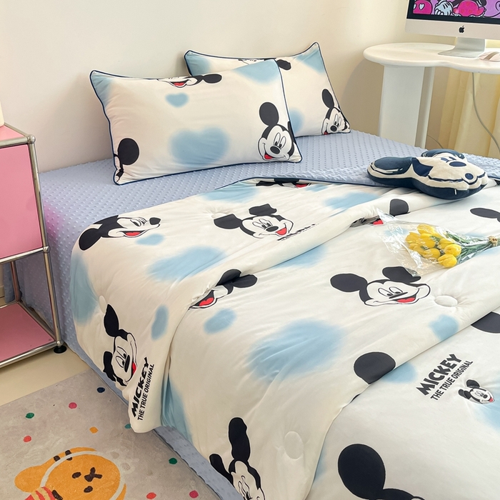 91家纺网 家纺一手货源 找家纺 大彩家居 2024新款凉感丝豆豆夏被 爱心米奇