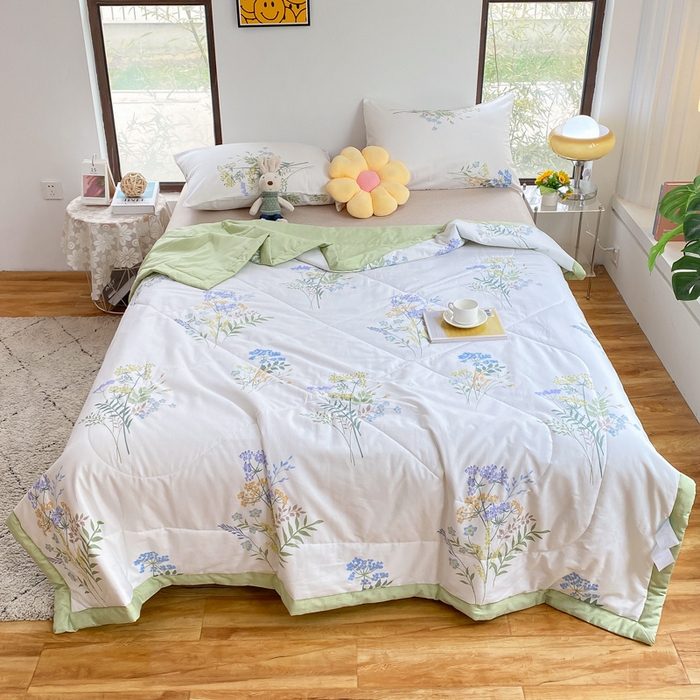 91家纺网 家纺一手货源 找家纺 瑜珠 2025新款双面全棉印花夏被夏凉被空调被子 仙草