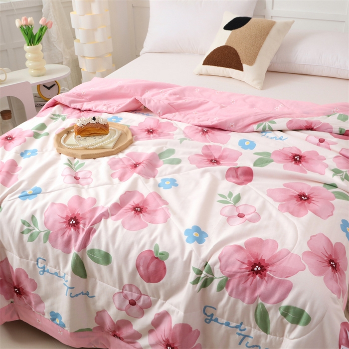 91家纺网 家纺一手货源 找家纺 瑜珠 2025新款双面全棉印花夏被夏凉被空调被子 花语之都