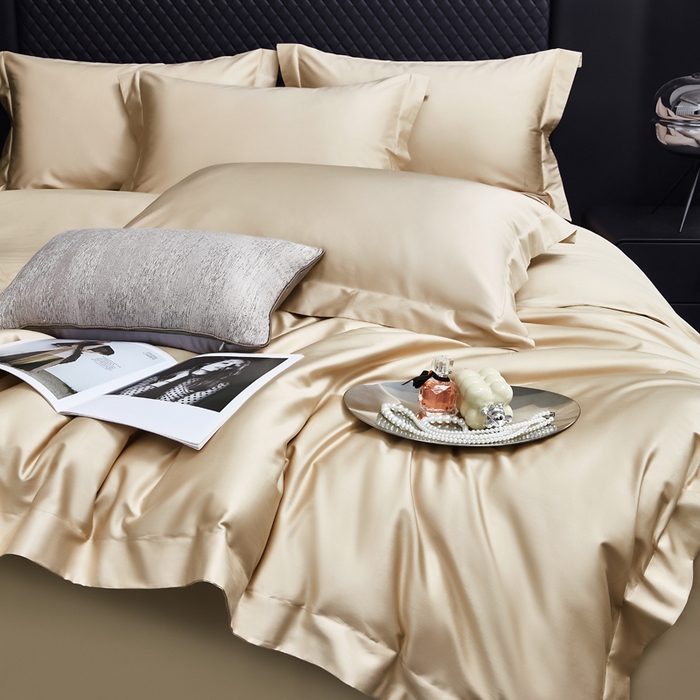 91家纺网 家纺一手货源 找家纺 利欧 2025新款100支全棉单被套 浅香槟