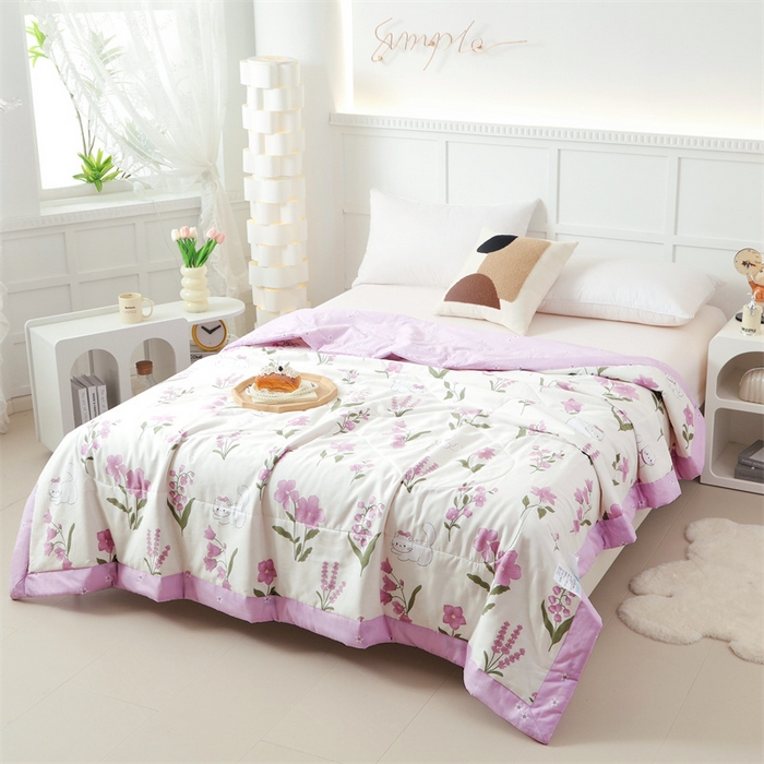 91家纺网 家纺一手货源 找家纺 瑜珠 2025新款双面全棉印花夏被夏凉被空调被子 凯蒂猫米