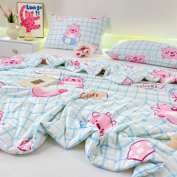 91家纺网 家纺一手货源 找家纺 柏薇 2024新款针织棉夏被 LP蓝