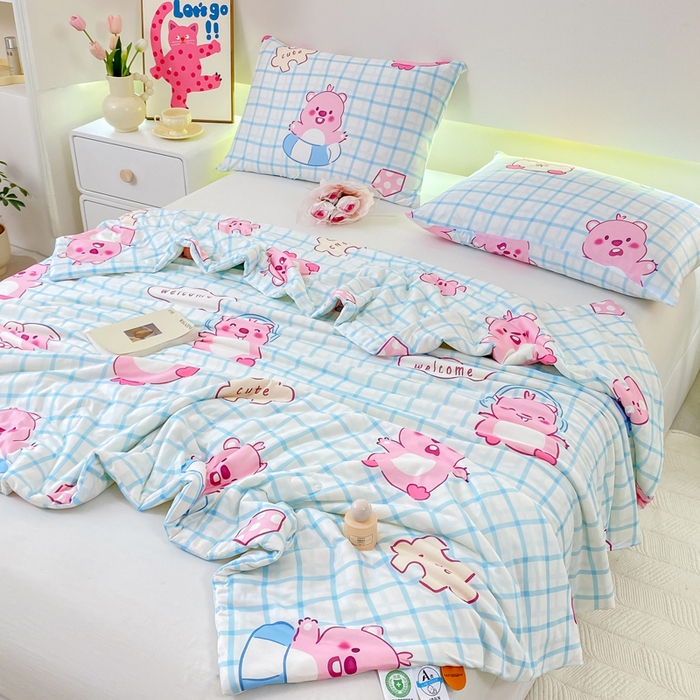 91家纺网 家纺一手货源 找家纺 柏薇 2024新款针织棉夏被 LP蓝