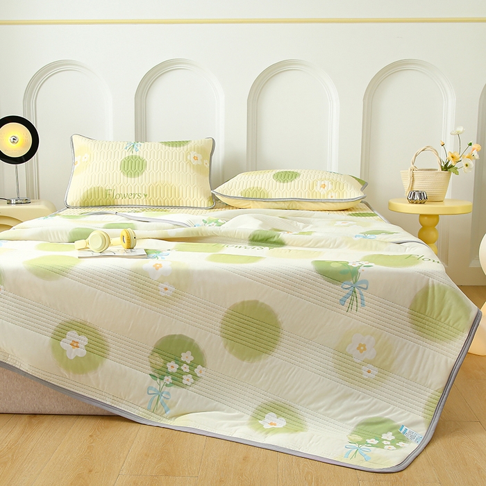 91家纺网 家纺一手货源 找家纺 伊人坊 2024新款A类凉感丝0.4乳胶床笠凉席夏被套件 春意盎然