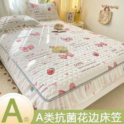91家纺网 家纺一手货源 找家纺 眠势力2025新款花边床笠抗菌裙边床罩小清新床垫保护套
