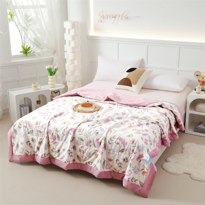 91家纺网 家纺一手货源 找家纺 瑜珠 2025新款双面全棉印花夏被夏凉被空调被子 巴黎春天