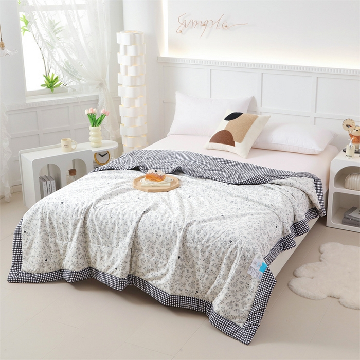 91家纺网 家纺一手货源 找家纺 瑜珠 2025新款双面全棉印花夏被夏凉被空调被子 卉雅米