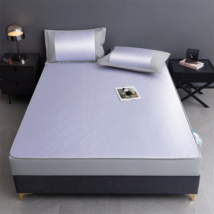 91家纺网 家纺一手货源 找家纺 春晓2024新款A类纯色提花抗菌冰丝席 纯色-奶油紫-床笠款