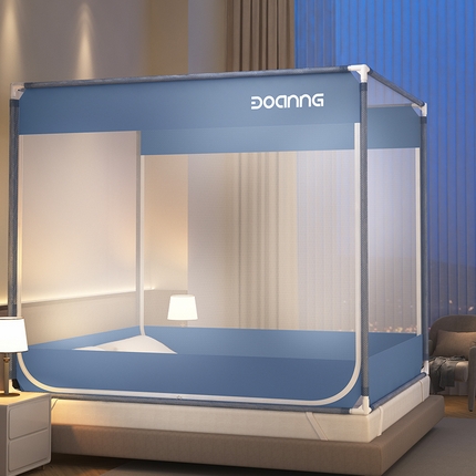 91家纺网 家纺一手货源 找家纺 （总）鸿和蚊帐 2025新款印花U门外穿杆坐床拉链蚊帐