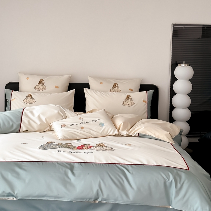 91家纺网 家纺一手货源 找家纺 （总）星野 2024新款棉精致刺绣贴布绣四件套-梦幻仙境