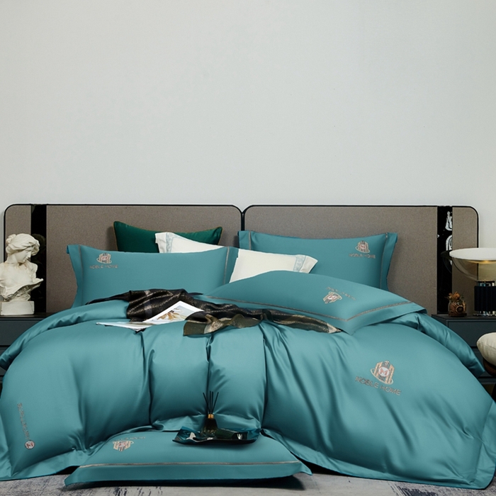 91家纺网 家纺一手货源 找家纺 U品汇（全棉磨毛源头厂家） 2024春夏新品60s支贡缎长绒棉刺绣花四件套纯棉全棉100%纯色简约轻奢 伯爵-宾利兰