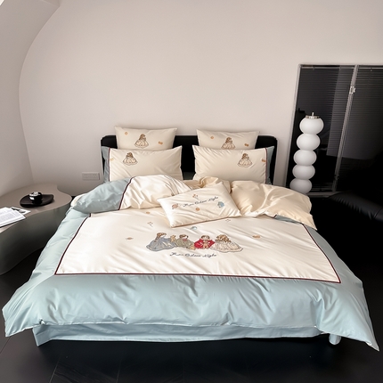 91家纺网 家纺一手货源 找家纺 （总）星野 2024新款棉精致刺绣贴布绣四件套-梦幻仙境