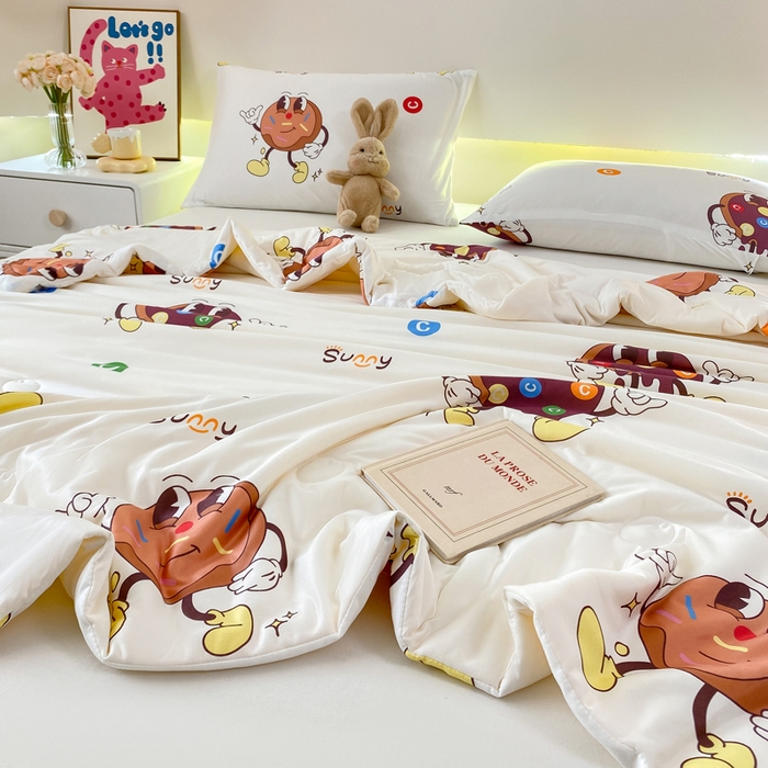 91家纺网 家纺一手货源 找家纺 柏薇 2024新款针织棉夏被 曲奇饼干