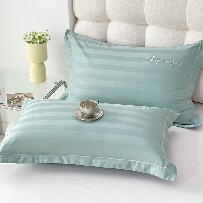 91家纺网 家纺一手货源 找家纺 品乐家纺 2024新款60支长绒棉龙纹系列枕套 龙纹青