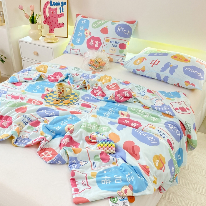 91家纺网 家纺一手货源 找家纺 柏薇 2024新款针织棉夏被 暴富蓝