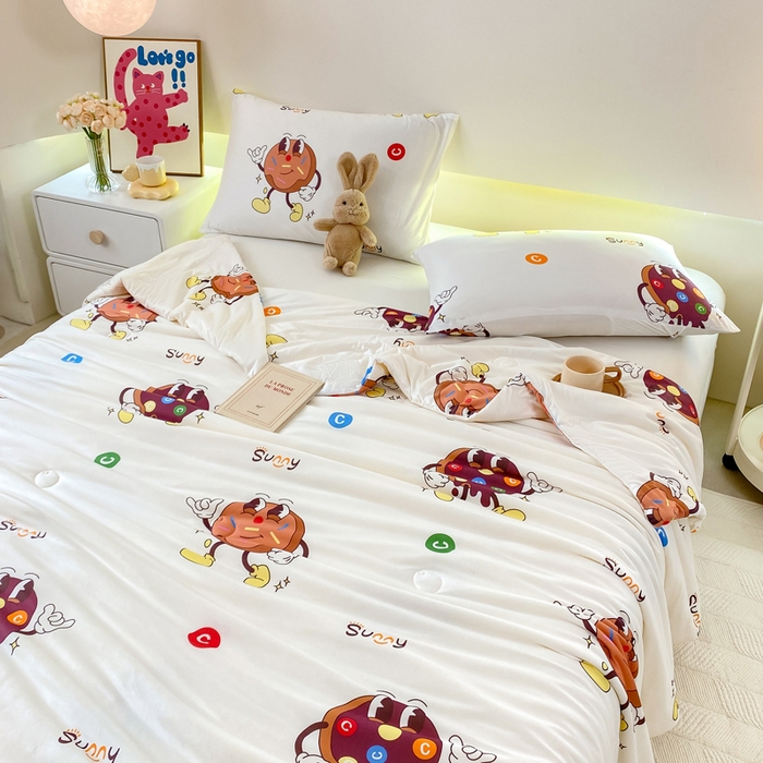 91家纺网 家纺一手货源 找家纺 柏薇 2024新款针织棉夏被 曲奇饼干