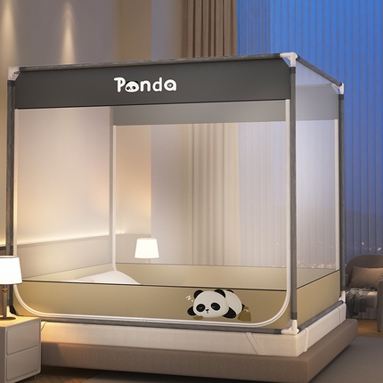 91家纺网 家纺一手货源 找家纺 （总）鸿和蚊帐 2025新款印花U门外穿杆坐床拉链蚊帐