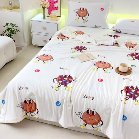 91家纺网 家纺一手货源 找家纺 柏薇 2024新款针织棉夏被 曲奇饼干