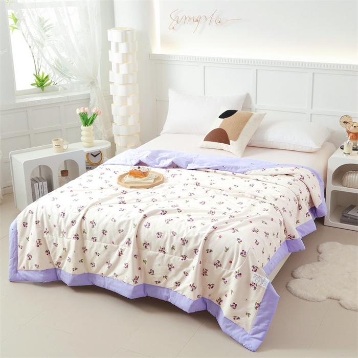 91家纺网 家纺一手货源 找家纺 瑜珠 2025新款双面全棉印花夏被夏凉被空调被子 香飘飘米