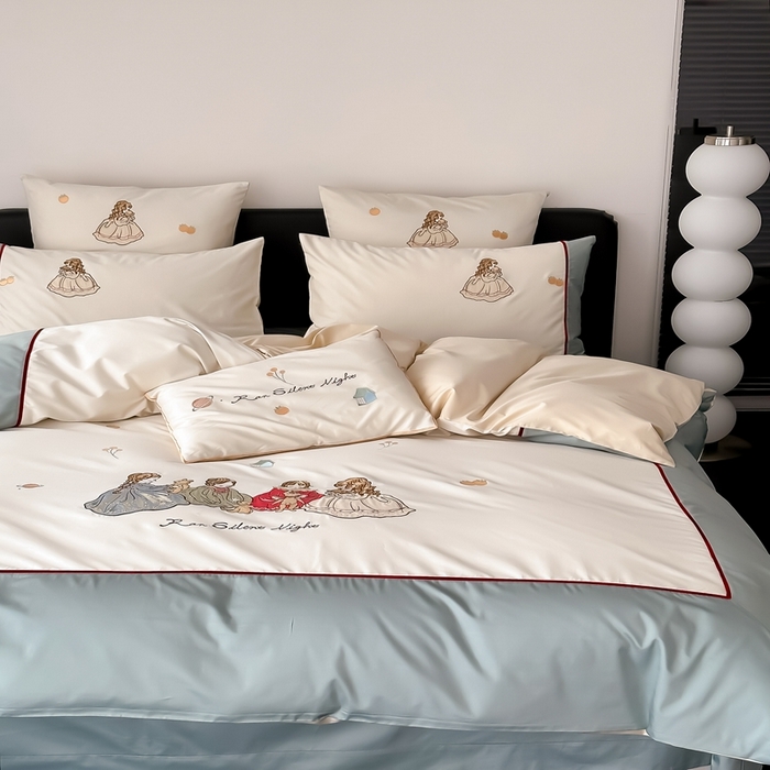 91家纺网 家纺一手货源 找家纺 （总）星野 2024新款棉精致刺绣贴布绣四件套-梦幻仙境