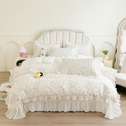 91家纺网 家纺一手货源 找家纺 （总）宜凡家纺 2024新款全棉印花雪纺夹棉系列床盖四件套