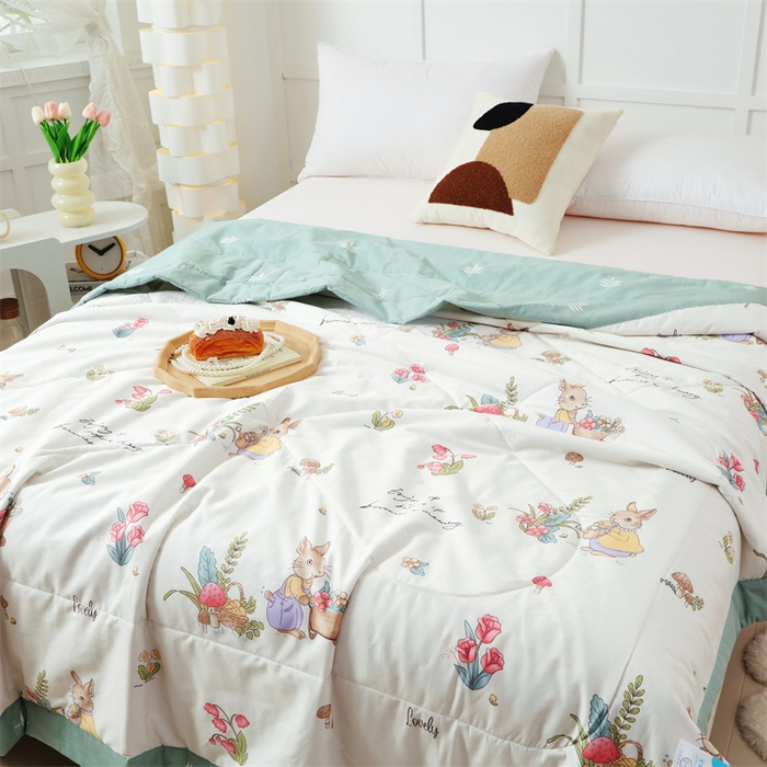 91家纺网 家纺一手货源 找家纺 瑜珠 2025新款双面全棉印花夏被夏凉被空调被子 田园趣事