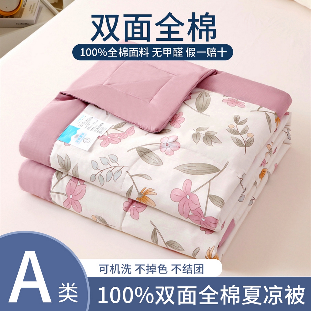 91家纺网 家纺一手货源 找家纺 瑜珠 2025新款双面全棉印花夏被夏凉被空调被子 巴黎春天