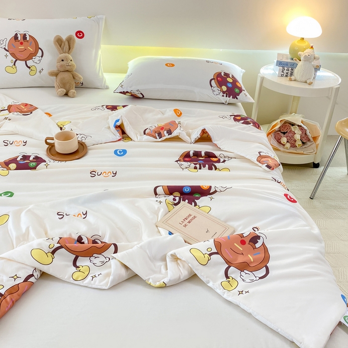 91家纺网 家纺一手货源 找家纺 柏薇 2024新款针织棉夏被 曲奇饼干