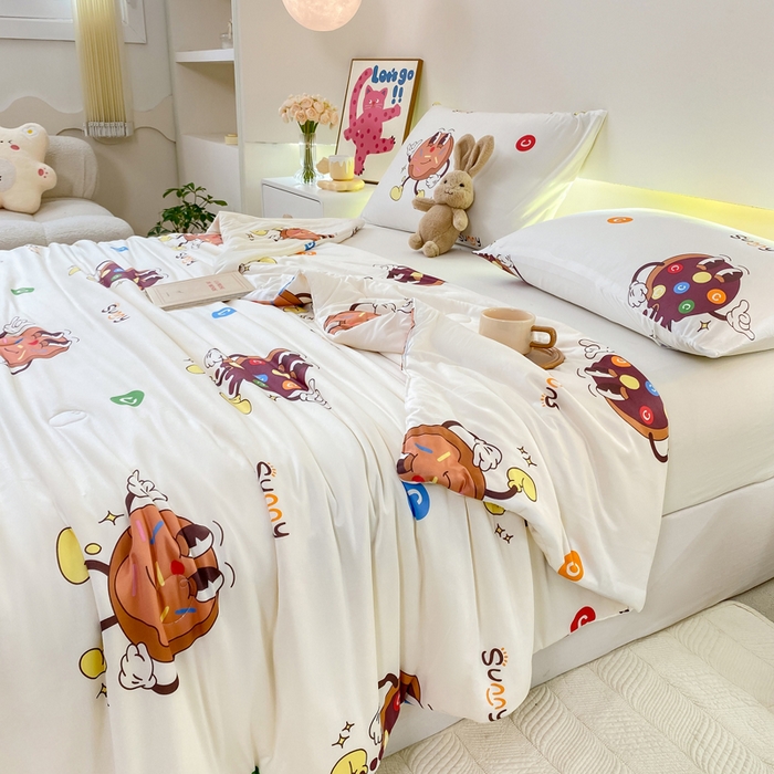 91家纺网 家纺一手货源 找家纺 柏薇 2024新款针织棉夏被 曲奇饼干