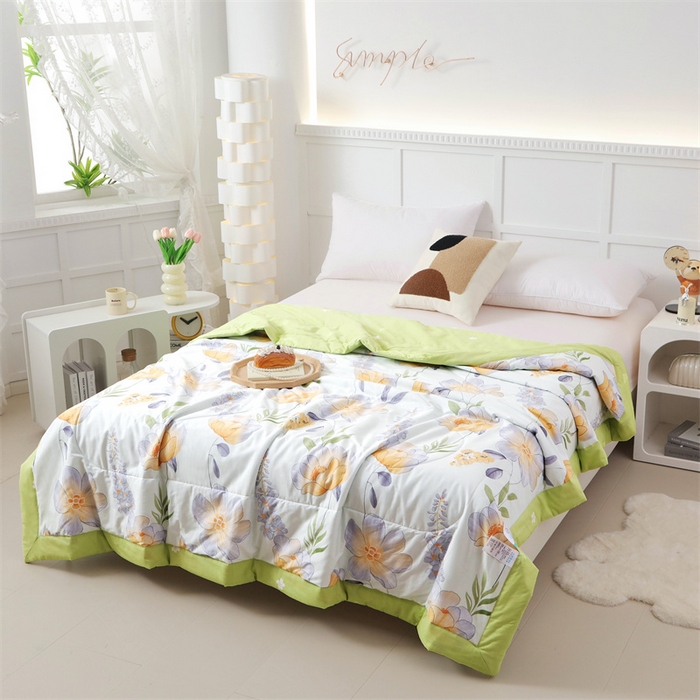 91家纺网 家纺一手货源 找家纺 瑜珠 2025新款双面全棉印花夏被夏凉被空调被子 记忆花香